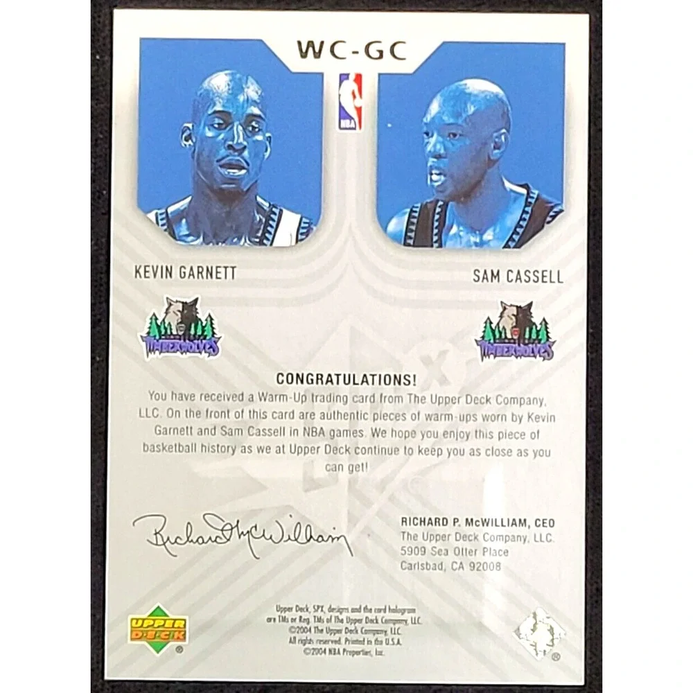2009-10 SPX KEVIN‎ GARNETT / SAM CASSELL WINNING COMBOS DUAL JERSEY